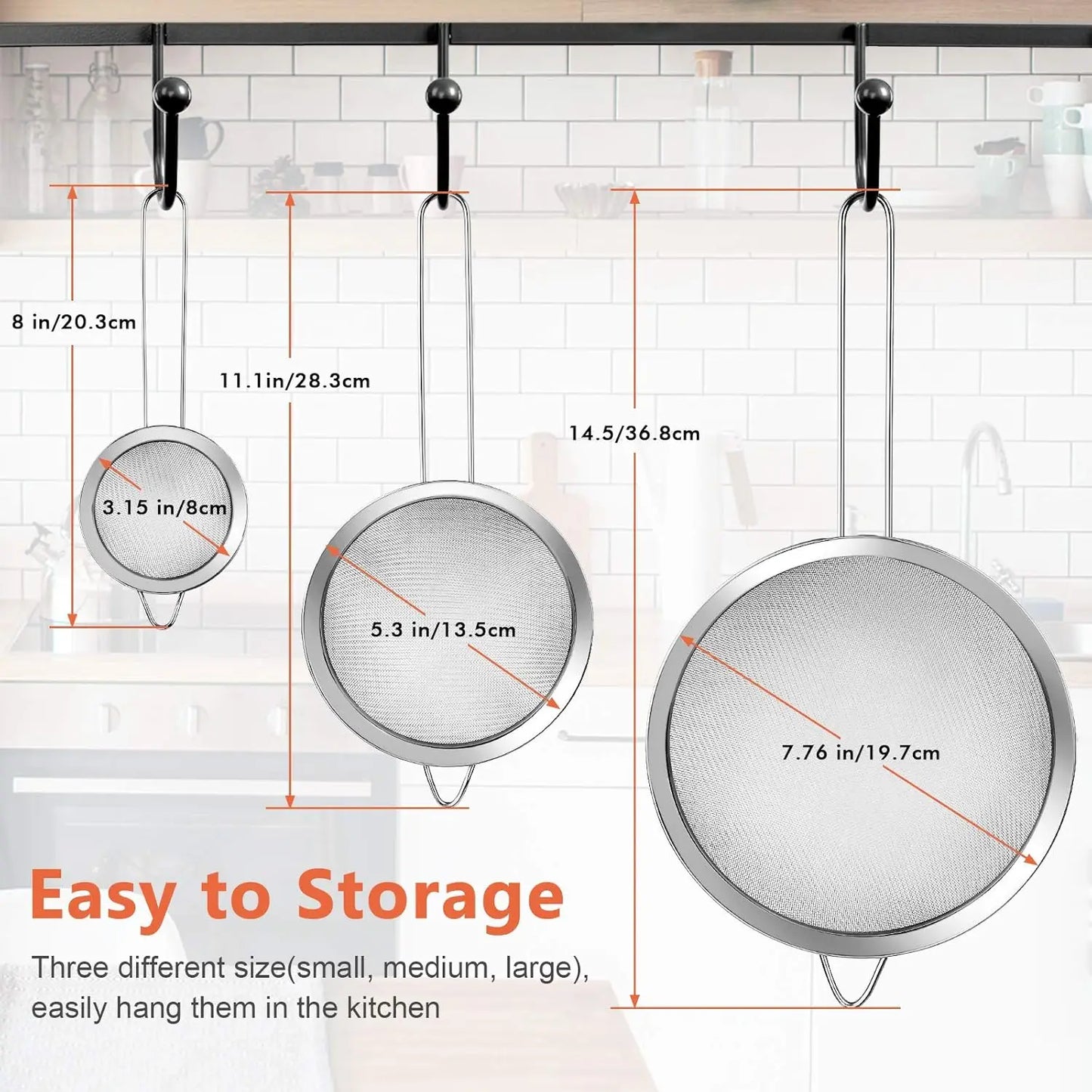 Stainless Steel Mesh Strainer 3 Sizes