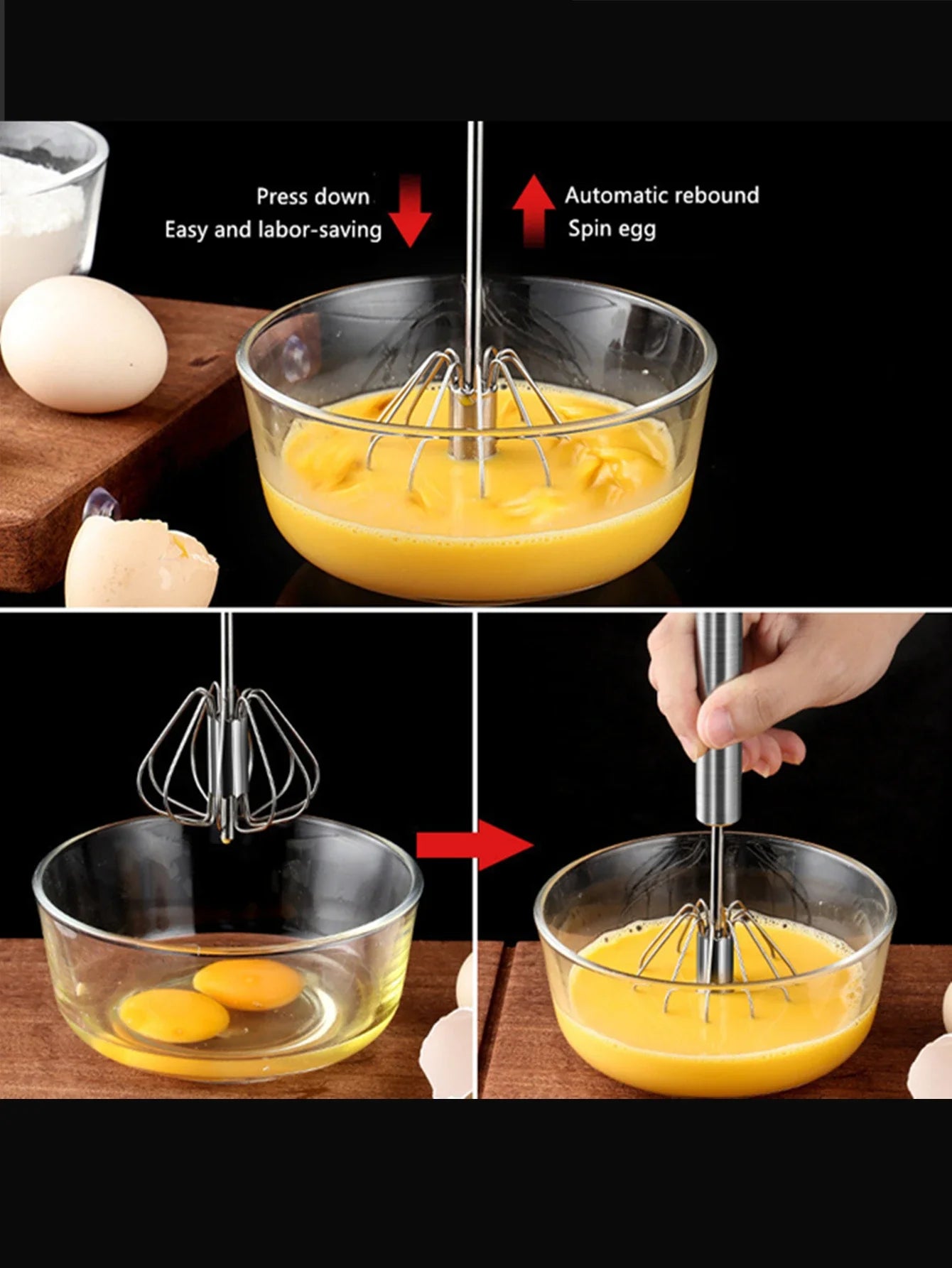 Stainless Steel Hand Push Whisk