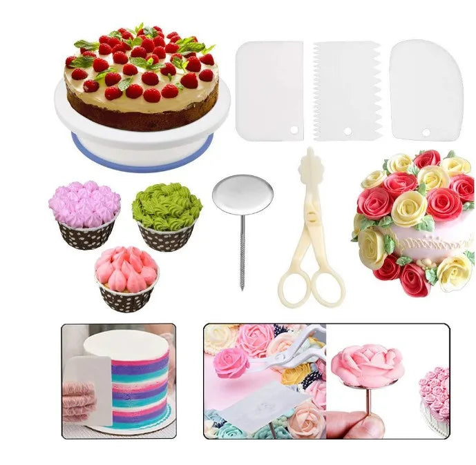 119-Piece Complete Cake Decorating Kit with Revolving Turntable and Piping Tips
