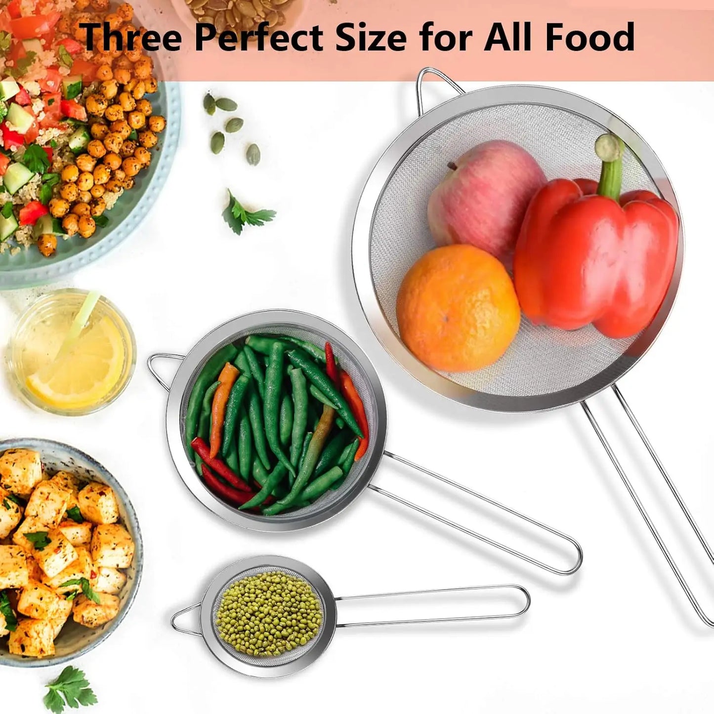Stainless Steel Mesh Strainer 3 Sizes